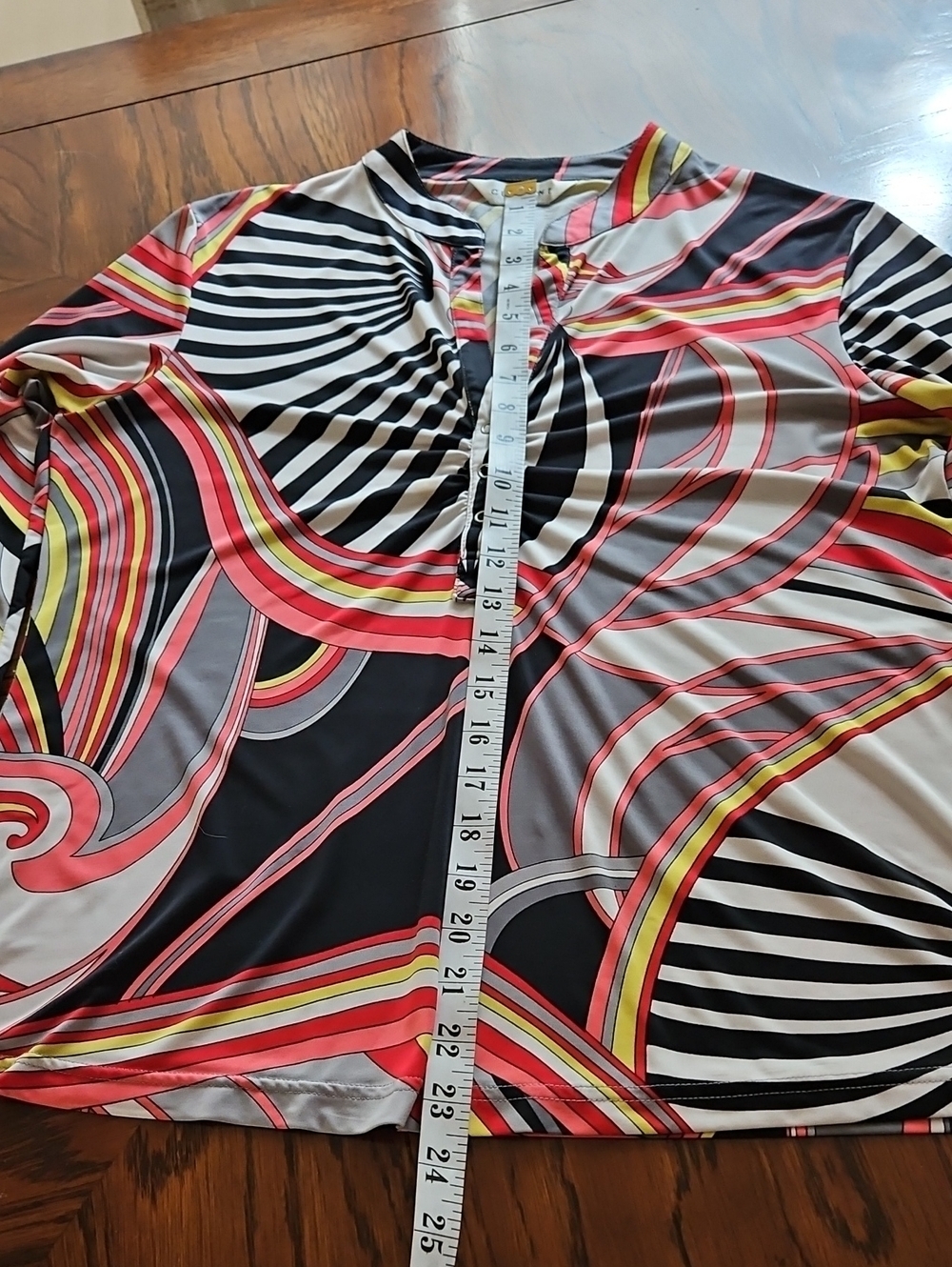 Current 70s Inspired Psychedelic Print Shirred Blouse est Large - Picture 10 of 12